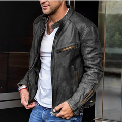 River Biker Lederjacke für Männer in Schwarz
