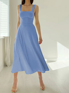 Mariah - Damen Midikleid mit dicken Trägern in Blau