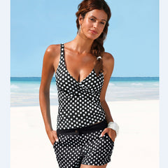 Louise | Badeanzug mit gepunktetem Muster in Schwarz
