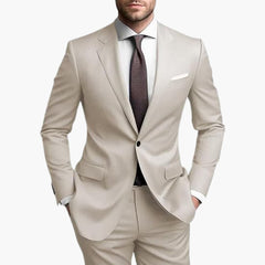 Herren Anzug Zweiteiler mit Reverskragen und schmaler Passform in Beige 2