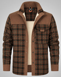 David | Herren Klassisches Karomuster Jacke mit Knöpfen in Braun
