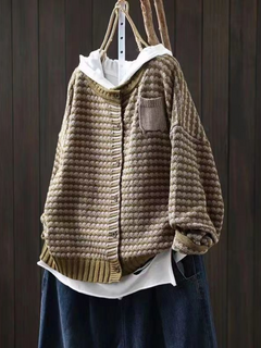 Celine | Strukturiertes Gestricktes Cardigan in Braun