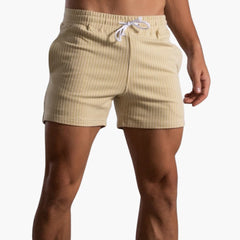 Gestreifte Shorts mit Kordelzug - für Herren im Sommerstil in Gelb