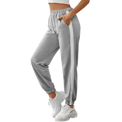 Damen bequeme Jogginghose mit seitlichen Streifen und elastischem Bund in Grau