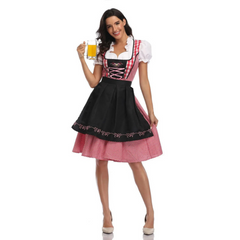 Damen Dirndlkleid Zweiteilig | Klassisches Trachtenkleid mit modernem Akzent in Schwarz