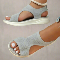Amelie | Handgefertigte Wedge-Sandalen aus Premium-Material in Grau
