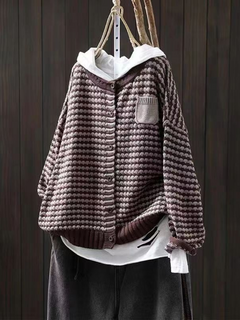 Celine | Strukturiertes Gestricktes Cardigan in Grau