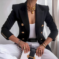 ANTJE™ | BLAZER MIT STRUKTURIERTER SCHULTER in Schwarz