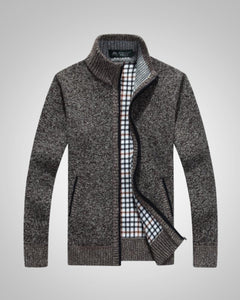 Wolfgang | Herren Bequem Fleece Strickjacke in Braun