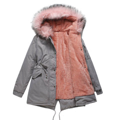 Warmer Damenparka mit Kapuze in Grau