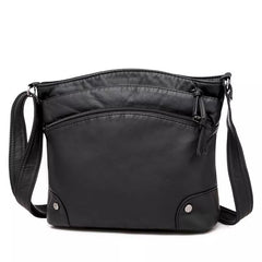 Zoe | Lederschultertasche in Schwarz
