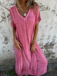 Norah - Midikleid - V-Ausschnitt in Rosa