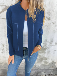 SYLVIE™ | Jacke mit Taschen und Reißverschluss in Blau
