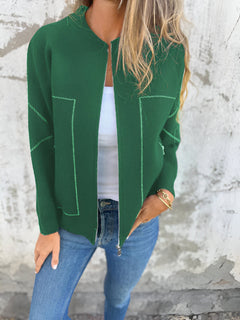 SYLVIE™ | Jacke mit Taschen und Reißverschluss in Grün