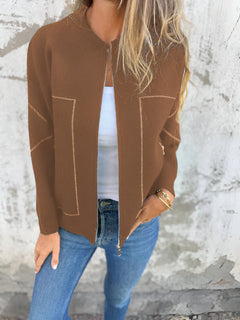 SYLVIE™ | Jacke mit Taschen und Reißverschluss in Braun