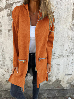 Easora™ - Lässiger und Bequemer Hoodie im Cardigan-Stil in Orangebraun