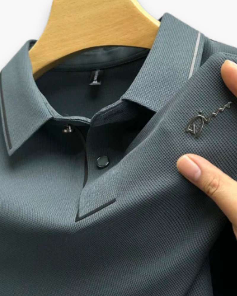 Herren Elegantes Kurzarm Polohemd | Glamouröses Design mit Diamantapplikationen