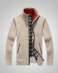 Wolfgang | Herren Bequem Fleece Strickjacke in Beige