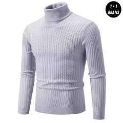 Warmer Strickpullover mit Rollkragen - ENZO in Hellgrau