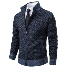 Strick jacke Stehkragen und Reißverschluss in Blau