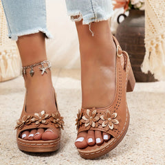 Selena | Knöchelriemen Verstellbar Sandalen in Braun