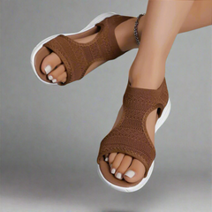 Amelie | Handgefertigte Wedge-Sandalen aus Premium-Material in Dunkelbraun