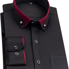 LEAND| Herren Stretch-Hemd mit Langarm – Glatt & Knitterfrei in Schwarz