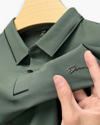 Herren Elegantes Kurzarm Polohemd | Glamouröses Design mit Diamantapplikationen