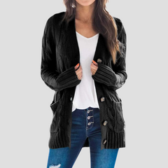 Josephine | Kabelstrick-Cardigan in Schwarz