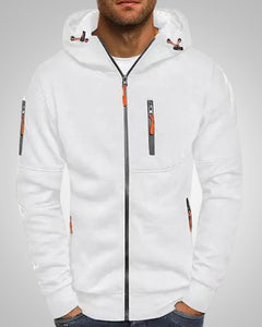 Herman | Herren Eleganter Hoodie Pullover mit Reißverschluss in Weiß