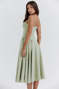 Johanna - Damen Armloses Midikleid in Hellgrün