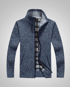 Wolfgang | Herren Bequem Fleece Strickjacke in Marineblau