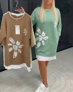 Helia - Soft-Touch-Sweatshirtkleid in Grün