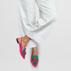Layla | Bunte spitze Loafer in Grün