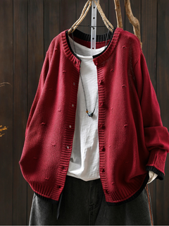 Aileen | Strickjacke mit Struktur in Rot