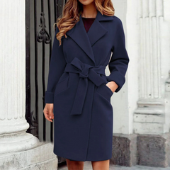 Muriel - Winter-Trenchcoat - Klassisches Revers in Marine Blau