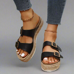 Elfriede | Sandalen aus glänzendem Premiumleder in Schwarz