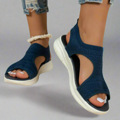 Amelie | Handgefertigte Wedge-Sandalen aus Premium-Material in Blau