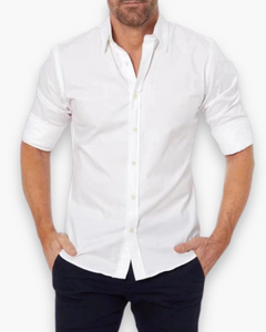 Herren Modisches Zip Fit Hemd | Sportlich Elegant in Weiß