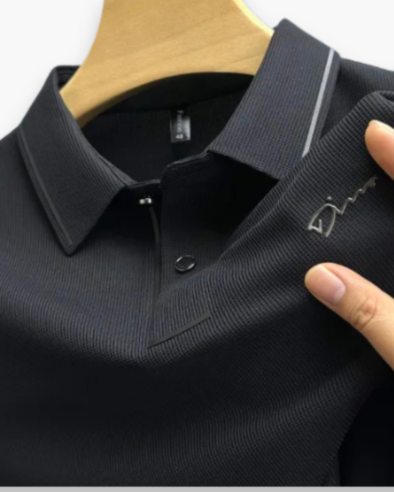 Herren Elegantes Kurzarm Polohemd | Glamouröses Design mit Diamantapplikationen