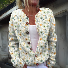 FLORENCE - Blumenstrickjacke in Grün