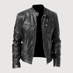 Stilvolle Biker Herren Lederjacke in Schwarz