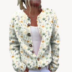 Talia | Strickjacke mit Blumendruck in Grün (fast ausverkauft)