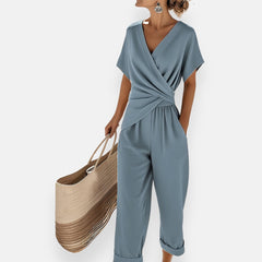 Silvane™ - Eleganter Overall mit Wickeloptik in Blau