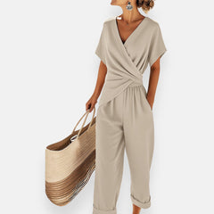 Silvane™ - Eleganter Overall mit Wickeloptik in Beige