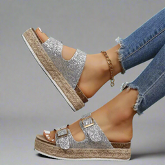 Elfriede | Sandalen aus glänzendem Premiumleder in Silber