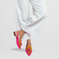 Layla | Bunte spitze Loafer in Gelb