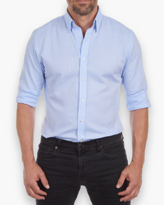 Herren Modisches Zip Fit Hemd | Sportlich Elegant in Hellblau
