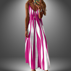 Angela | Langes, lässiges, handgefertigtes Kleid in Rosa