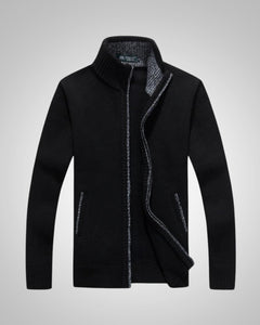 Wolfgang | Herren Bequem Fleece Strickjacke in Schwarz
